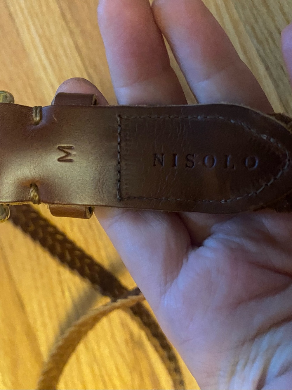 Nisolo Braided Brown Leather Belt with Brass Buckle -Medium - Picture 2 of 2